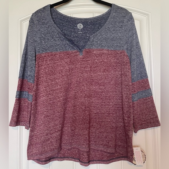 •Kohl’s• New SO Heather Blue/Red Half Sleeve Knit Top (Size Medium) - Picture 1 of 4